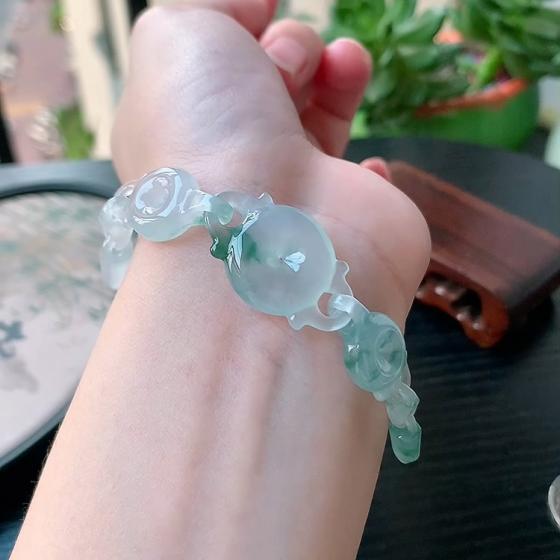 飘蓝花平安扣手链